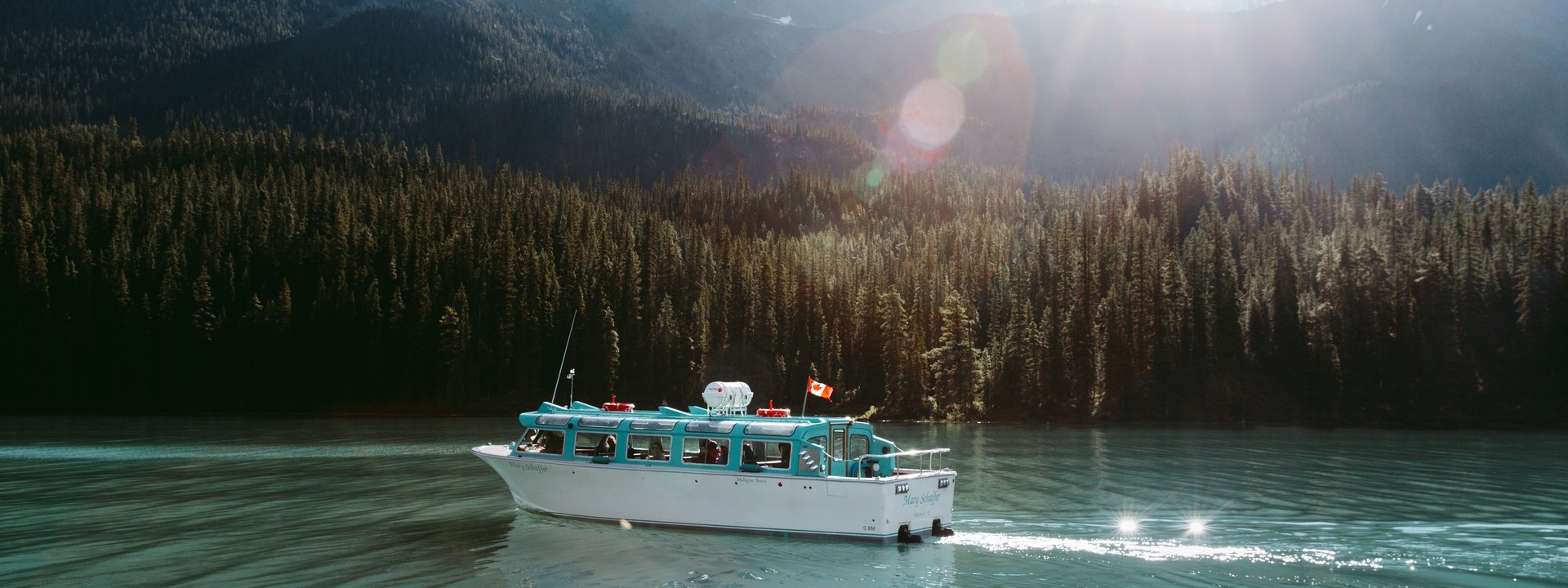 A boat on the Minnewanka Lake