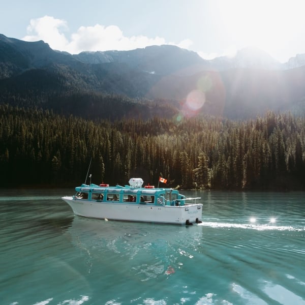 A boat on the Minnewanka Lake