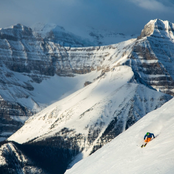A person skiing in Banff