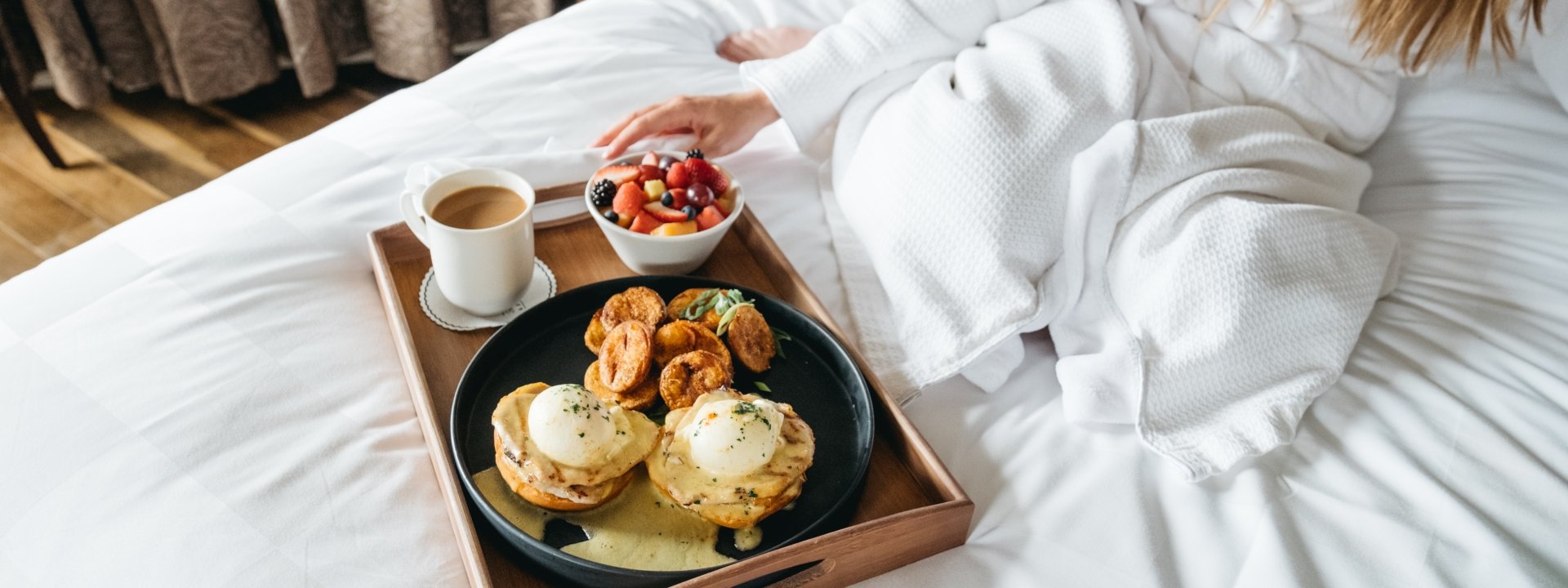 A tray with food