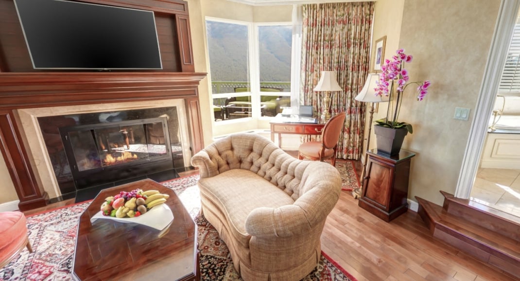 Living room with fireplace