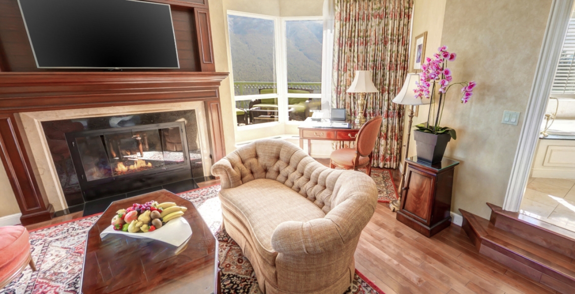 Living room with fireplace