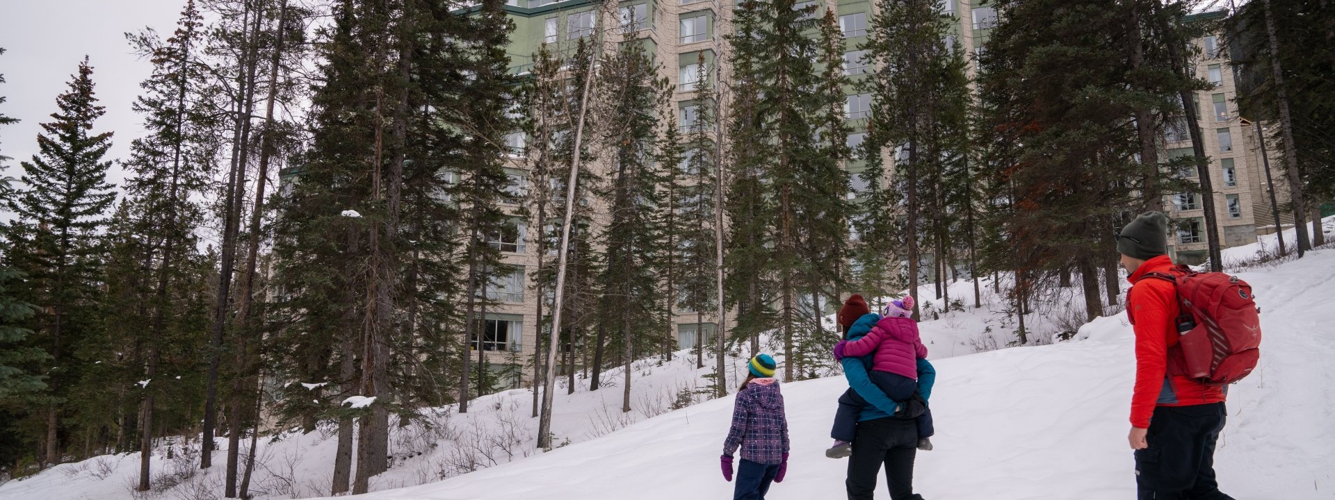 family snowshoeing