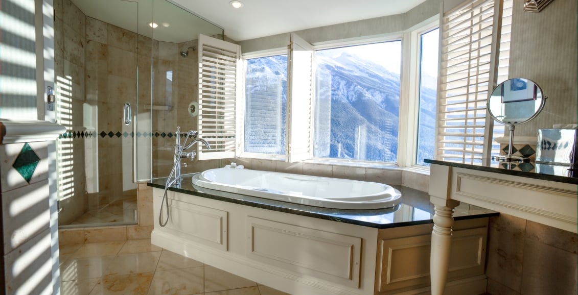 bathtub with window