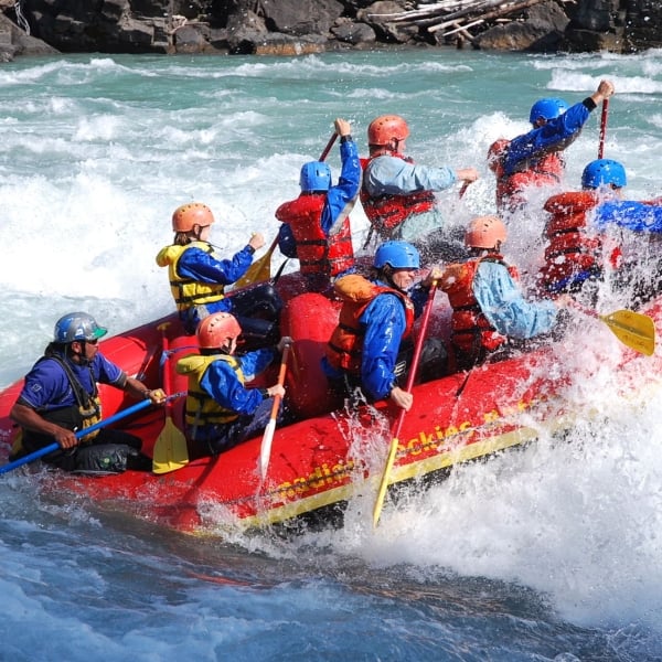 People Water rafting in Banff.