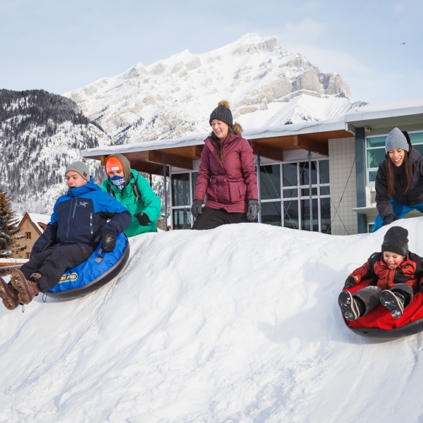 A family enjoying the snow day