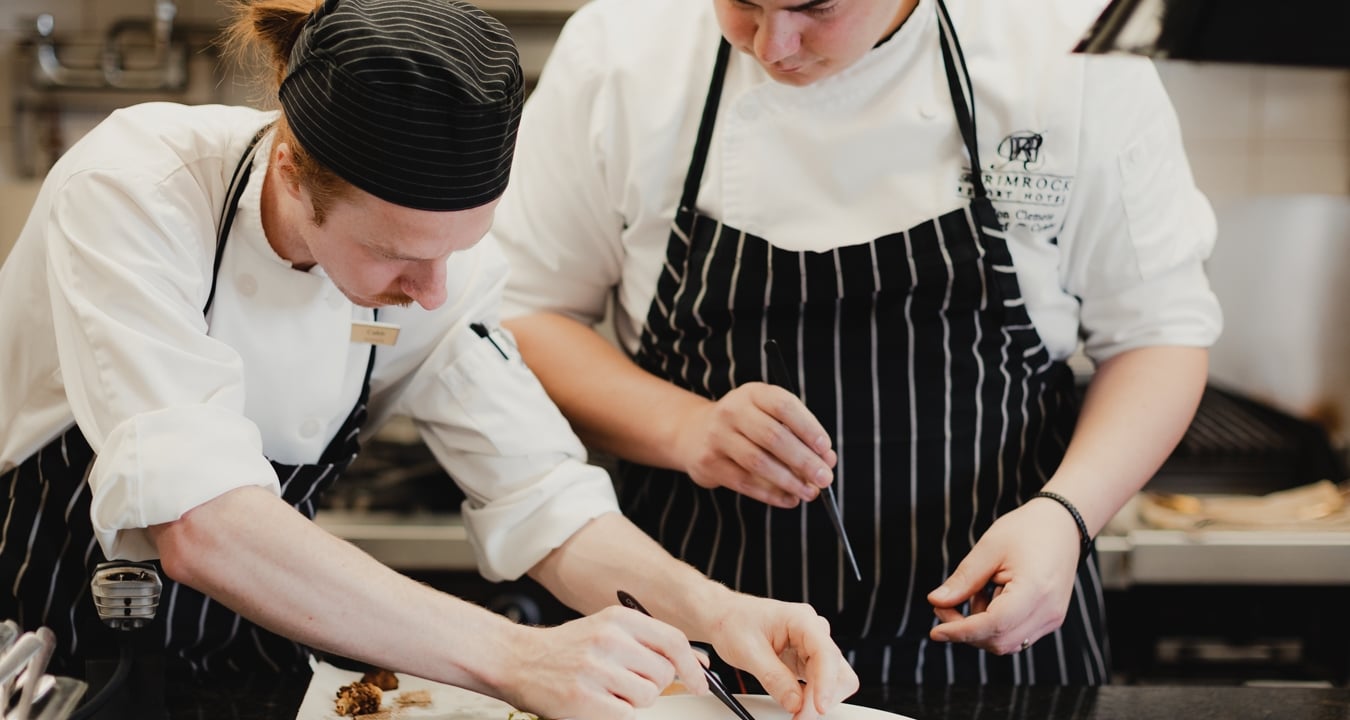 The culinary team working on a dish