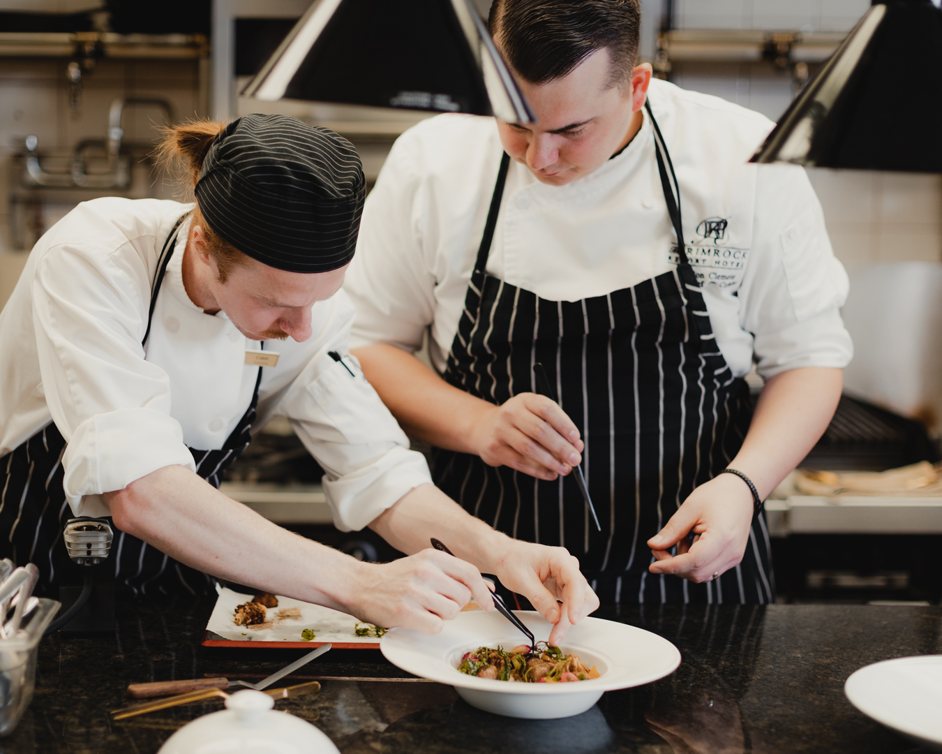 The culinary team working on a dish