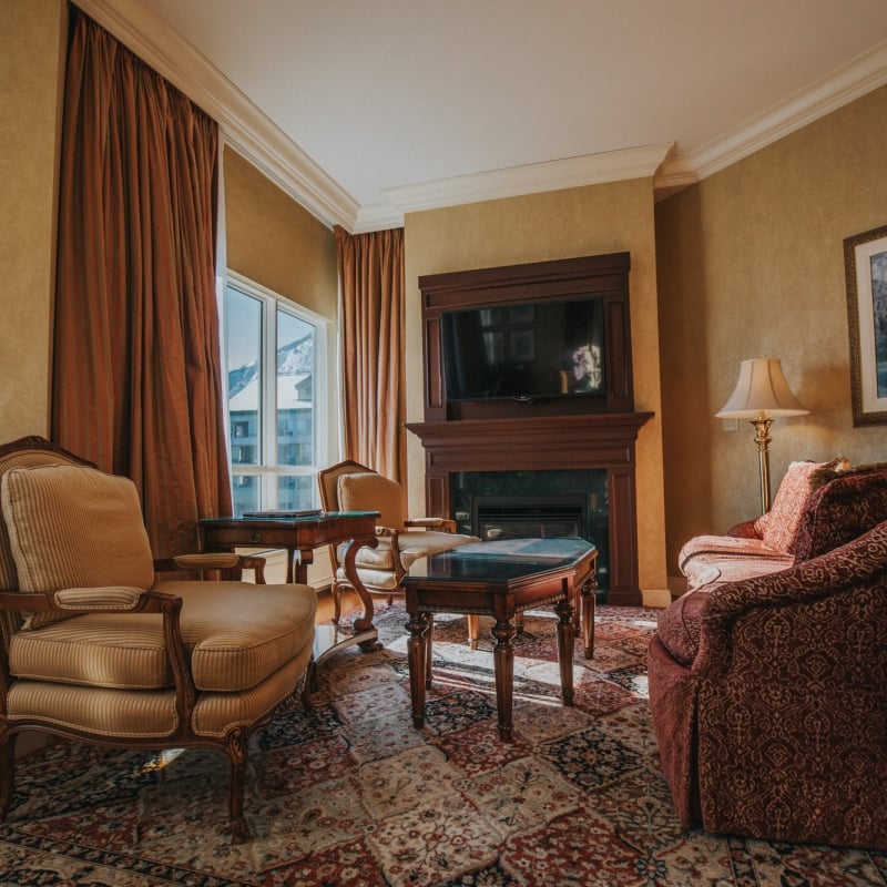 Living room with fireplace