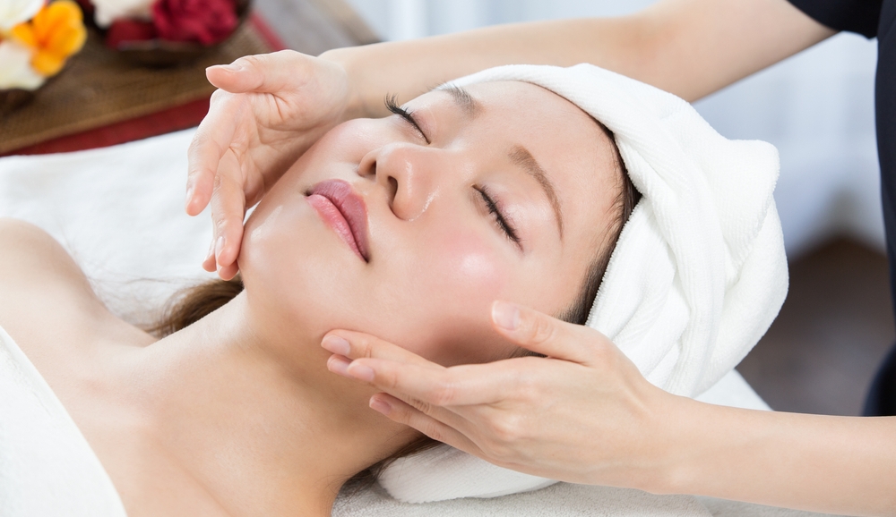 Woman getting a facial