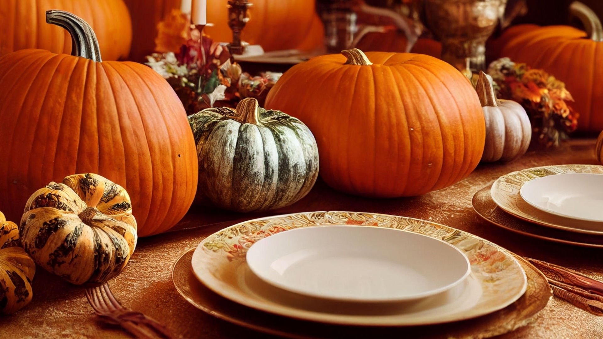 Pumpkins plates thanksgiving