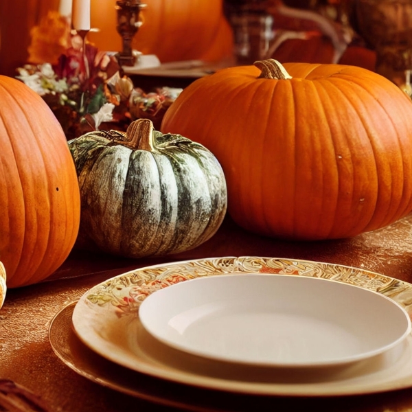 Pumpkins plates thanksgiving
