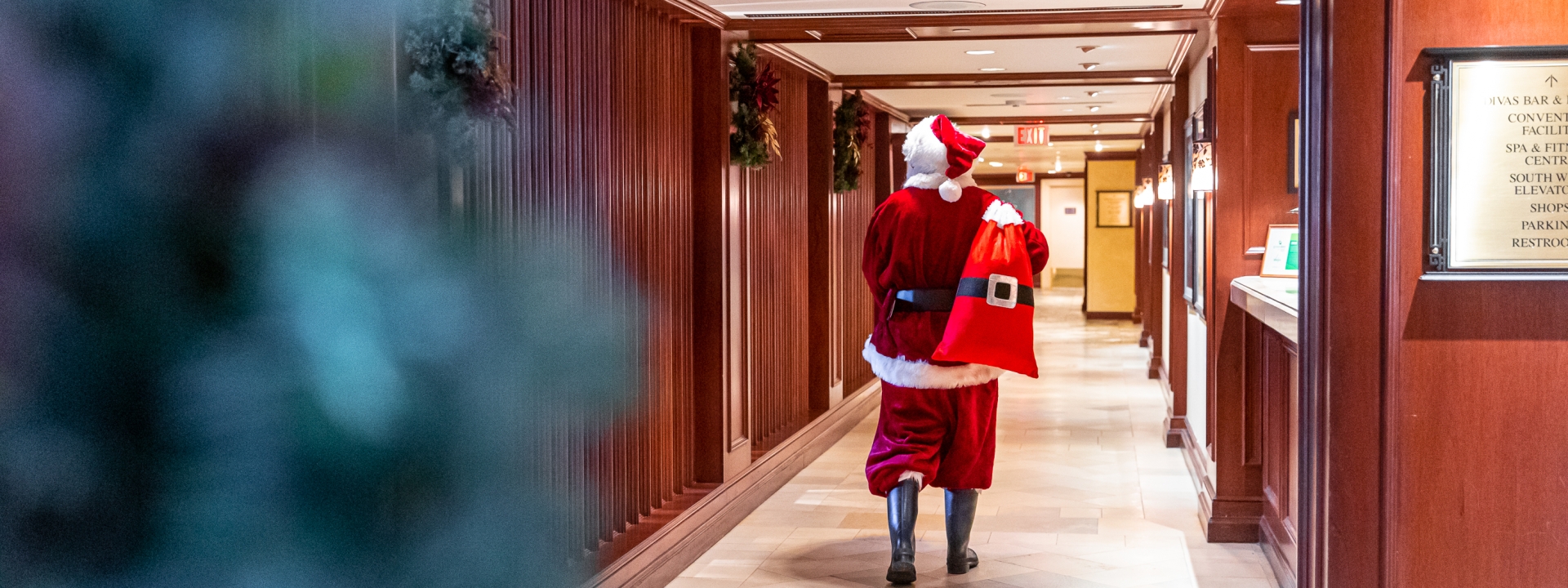 Santa walking down the hall