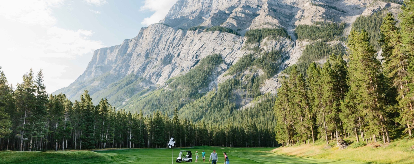 Golfers on Banff Springs Golf Course in Banff National Park