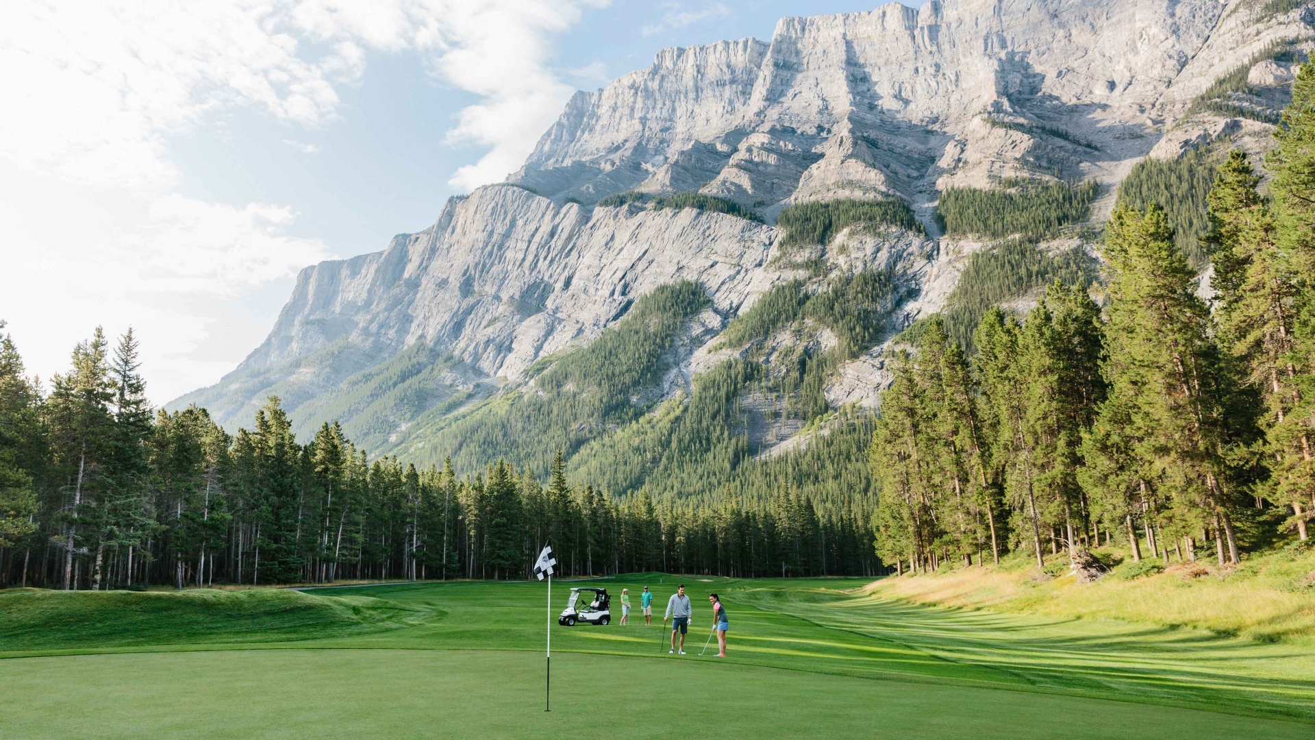 Golfers on Banff Springs Golf Course in Banff National Park