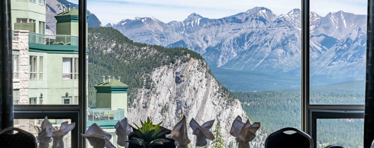 Meeting Room with views of mountains including table settings