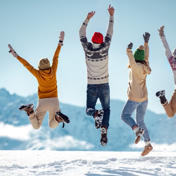 Family celebrating in Banff National Park