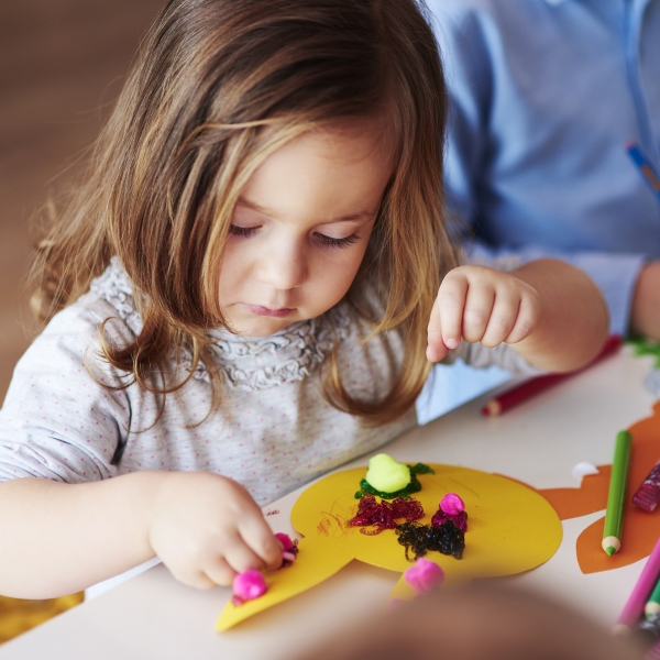 Child doing Easter crafts
