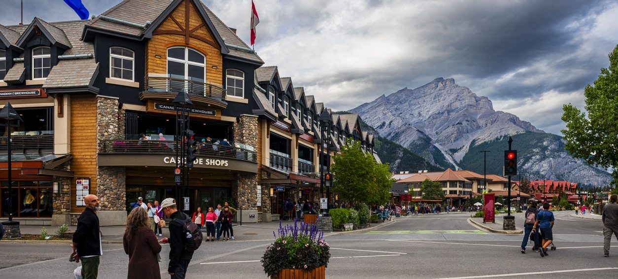 People downtown Banff