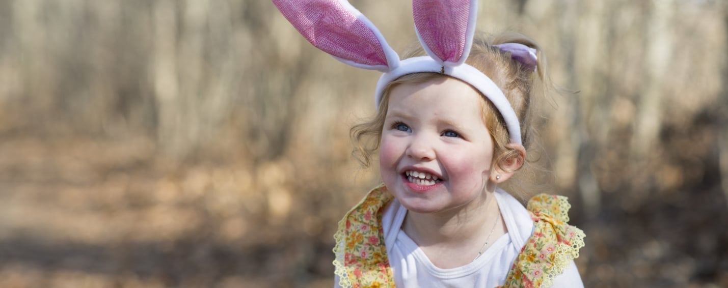 little girl with Easter Bunny ears on in Banff