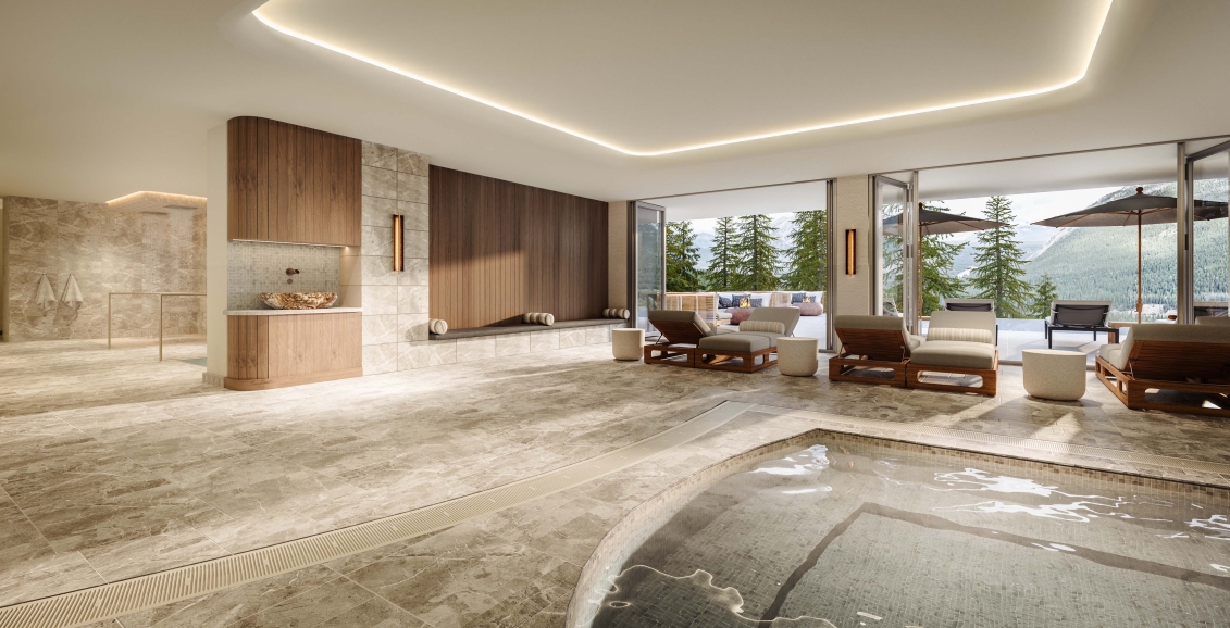 Rendering of Rimrock Banff Emblems Collection indoor wellness and pool area
