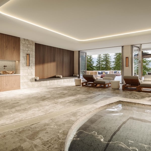 Rendering of Rimrock Banff Emblems Collection indoor wellness and pool area