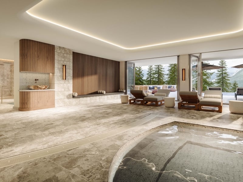 Rendering of Rimrock Banff Emblems Collection indoor wellness and pool area
