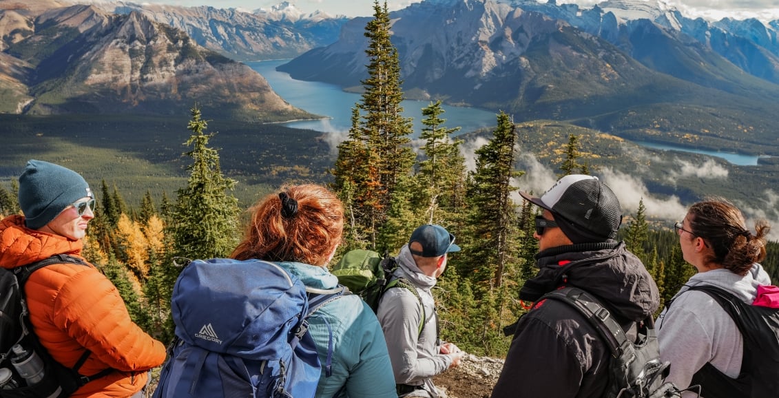 A group of people enjoying at hike from Mountain Goat Adventures