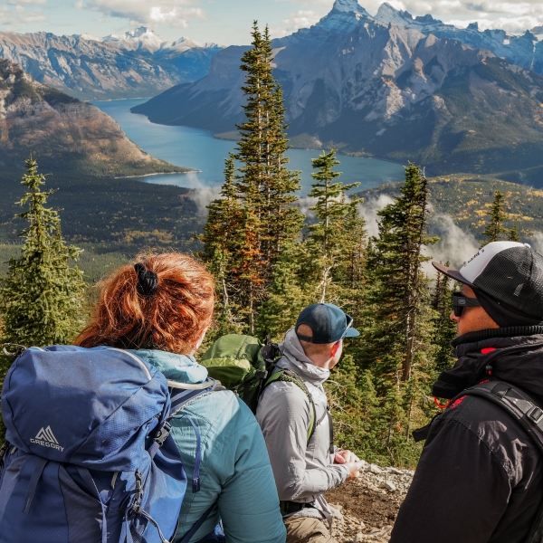 A group of people enjoying at hike from Mountain Goat Adventures