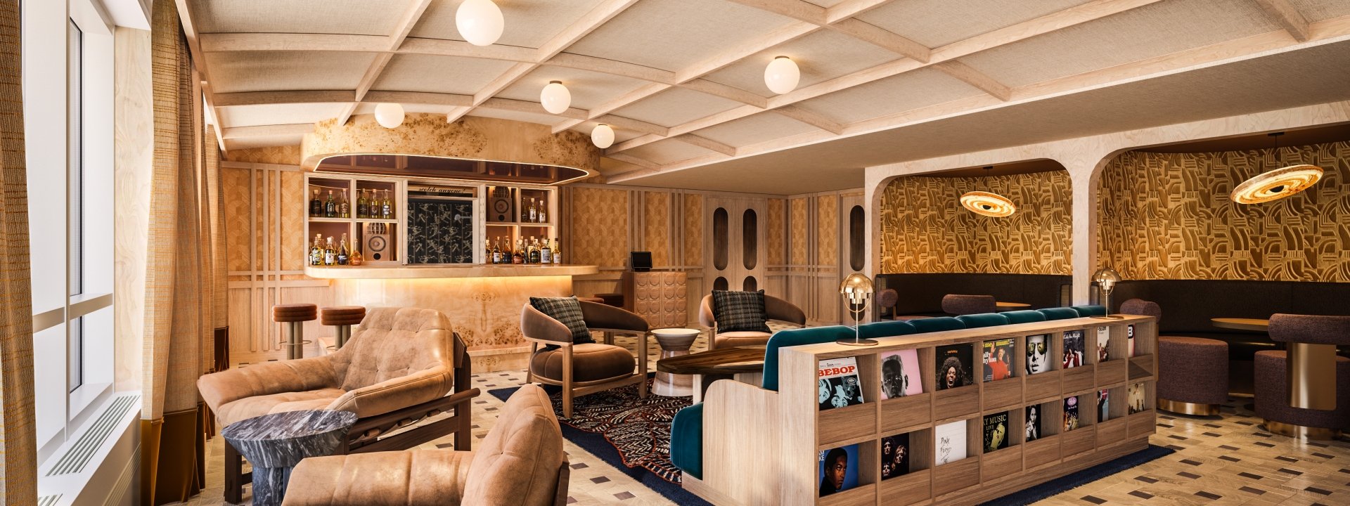 The Listening Room at Rimrock Banff, Emblems Collection where you can listening to vinyl records.