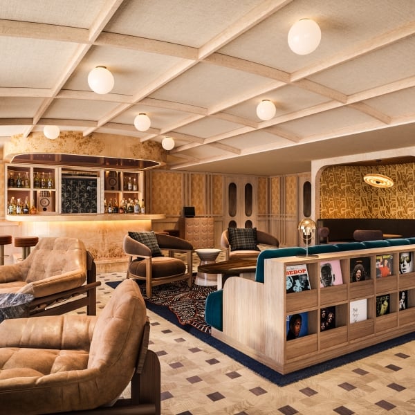 The Listening Room at Rimrock Banff, Emblems Collection where you can listening to vinyl records.