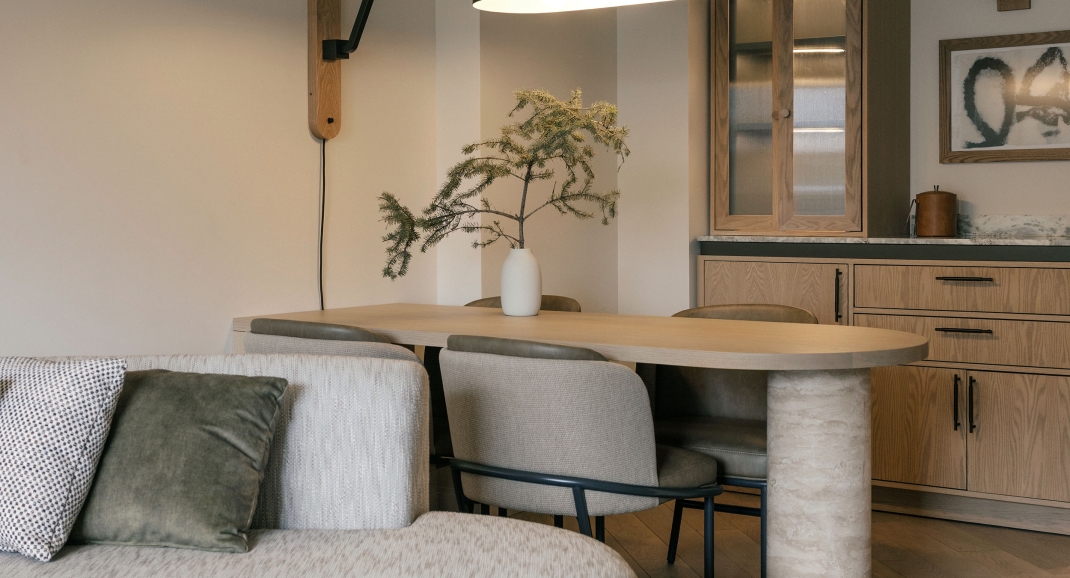 A Valley View Suite at Rimrock Banff, Emblems Collection with it's cozy residential style decor